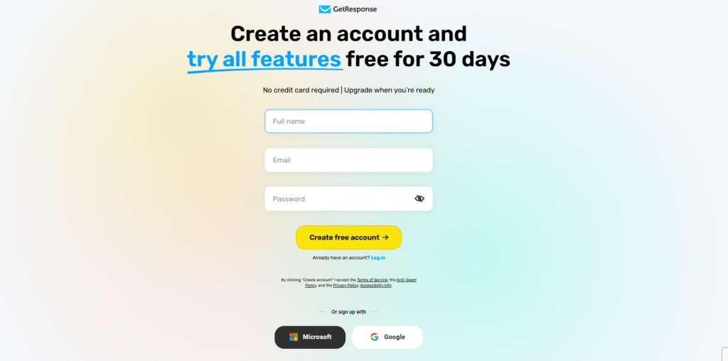 Sign Up for GetResponse